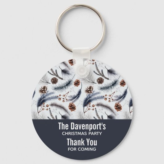 Pine Cones en Pine Needles Kerstpatroon Sleutelhanger (Voorkant)