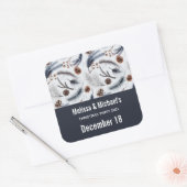Pine Cones en Pine Needles Kerstpatroon Vierkante Sticker (Envelop)