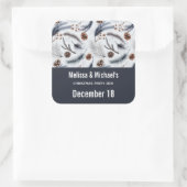 Pine Cones en Pine Needles Kerstpatroon Vierkante Sticker (Tas)