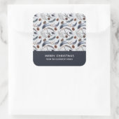 Pine Cones en Pine Needles Kerstpatroon Vierkante Sticker (Tas)