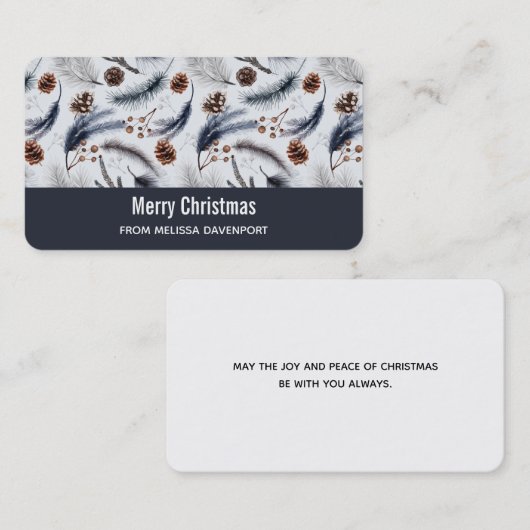 Pine Cones en Pine Needles Kerstpatroon Visitekaartje (Voorkant / Achterkant)