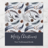 Pine Cones en Pine Needles Kerstpatroon Wijn Etiket (Enkel label)