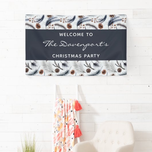 Pine Cones en Pine Needles Pattern Kerstmis Spandoek (Insitu)