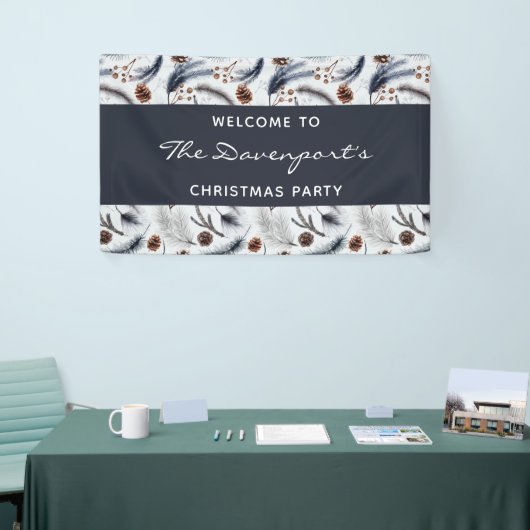 Pine Cones en Pine Needles Pattern Kerstmis Spandoek (Beurs)