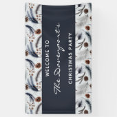 Pine Cones en Pine Needles Pattern Kerstmis Spandoek (Verticaal)