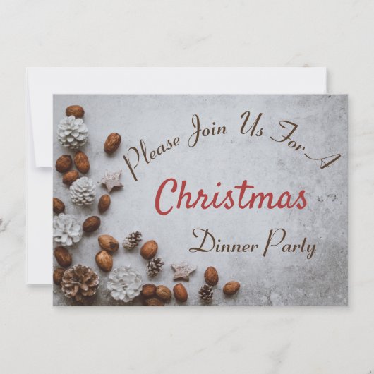 Pine Cones en Walnoten op sneeuwkerst Kaart (Voorkant)