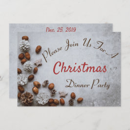 Pine Cones en Walnoten op sneeuwkerst Kaart