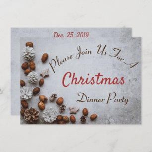 Pine Cones en Walnoten op sneeuwkerst Kaart