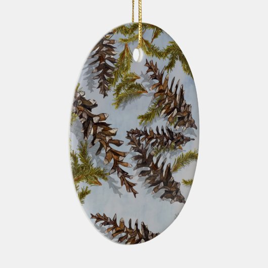 Pine Cones Evergreen Branches Vakantie Ornament (Rechts)