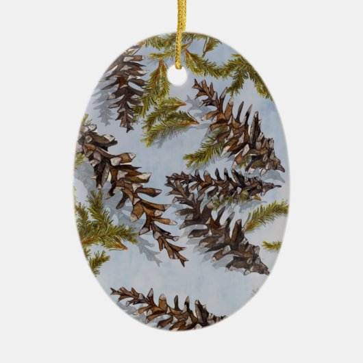 Pine Cones Evergreen Branches Vakantie Ornament (Voorkant)
