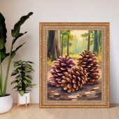 Pine Cones | Fall Autumn Watercolor Forest Poster