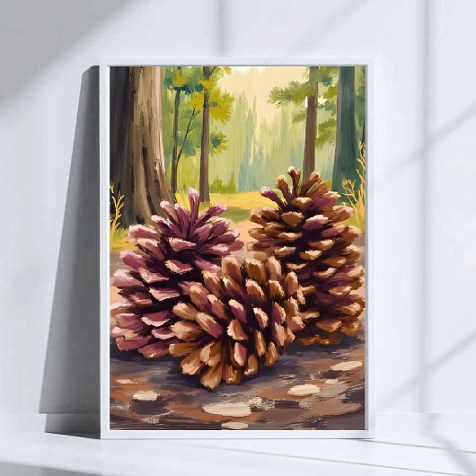 Pine Cones | Fall Autumn Watercolor Forest Poster