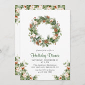 Pine Cones Fir Wreate Kerstfeestdag diner Kaart (Voorkant / Achterkant)