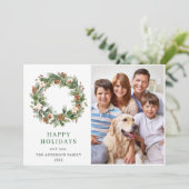 Pine Cones Fir Wreater kerstgroet PHOTO Feestdagenkaart (Staand voorkant)