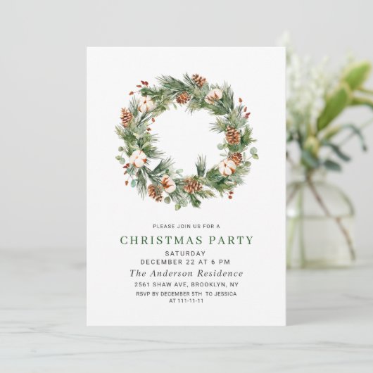 Pine Cones Fir Wreath Holiday Kerstfeest Kaart (Staand voorkant)