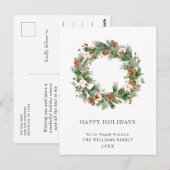 Pine Cones Fir Wreath Merry Kerstfeestdag Briefkaart (Voorkant / Achterkant)