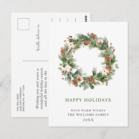 Pine Cones Fir Wreath Merry Kerstfeestdag Briefkaart (Voorkant / Achterkant)