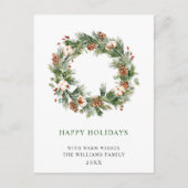 Pine Cones Fir Wreath Merry Kerstfeestdag Briefkaart (Voorkant)