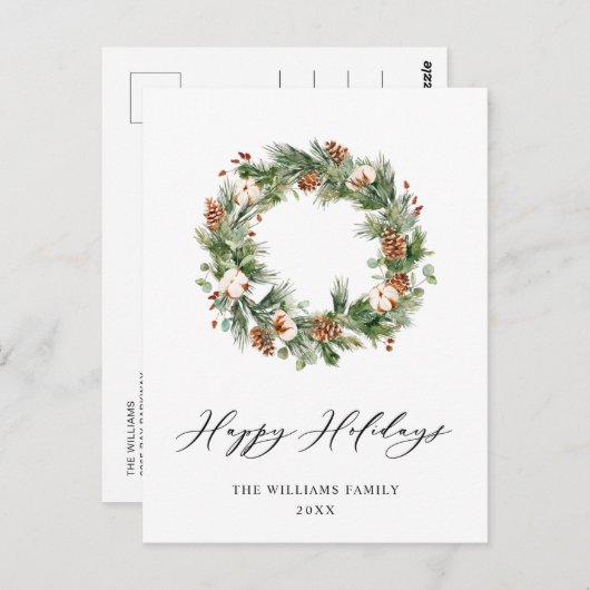 Pine Cones Fir Wreath Merry Kerstfeestdag Briefkaart (Voorkant / Achterkant)