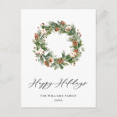Pine Cones Fir Wreath Merry Kerstfeestdag Briefkaart (Voorkant)