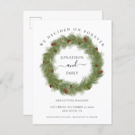 Pine Cones Foliage Kerst Bruiloft Save the Date Aankondigingskaart