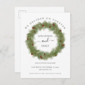 Pine Cones Foliage Kerst Bruiloft Save the Date Aankondigingskaart (Voorkant / Achterkant)