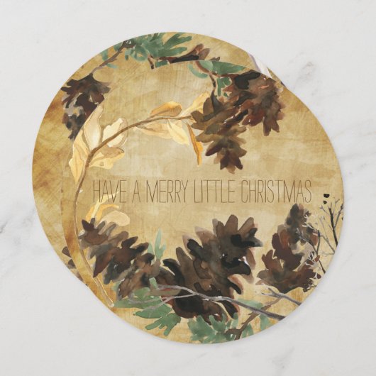 Pine Cones getextureerd rond Kerstmis vakantie Kaa Feestdagenkaart (Voorkant / Achterkant)