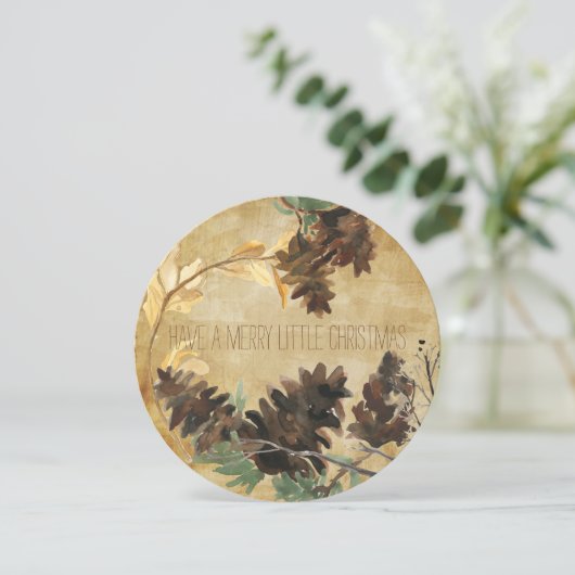 Pine Cones getextureerd rond Kerstmis vakantie Kaa Feestdagenkaart (Staand voorkant)