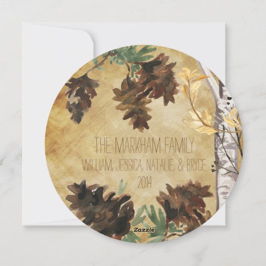 Pine Cones getextureerd rond Kerstmis vakantie Kaa Feestdagenkaart (Achterkant)