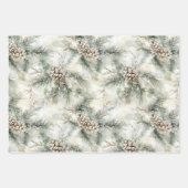 Pine Cones Green Cream Christmas Trees Snowflakes Inpakpapier Vel (Voorkant)