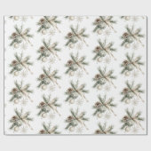 Pine Cones Green Cream Ornaments Christmas Cadeaupapier (Vlak)