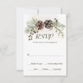 Pine Cones Greenery Winter Wedding RSVP-kaart RSVP Kaartje (Voorkant)