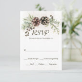 Pine Cones Greenery Winter Wedding RSVP-kaart RSVP Kaartje (Staand voorkant)