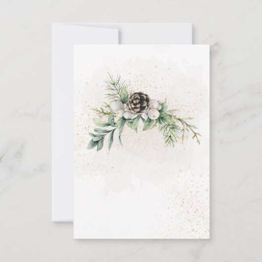 Pine Cones Greenery Winter Wedding RSVP-kaart RSVP Kaartje (Achterkant)