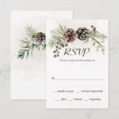 Pine Cones Greenery Winter Wedding RSVP-kaart RSVP Kaartje (Voorkant / Achterkant)