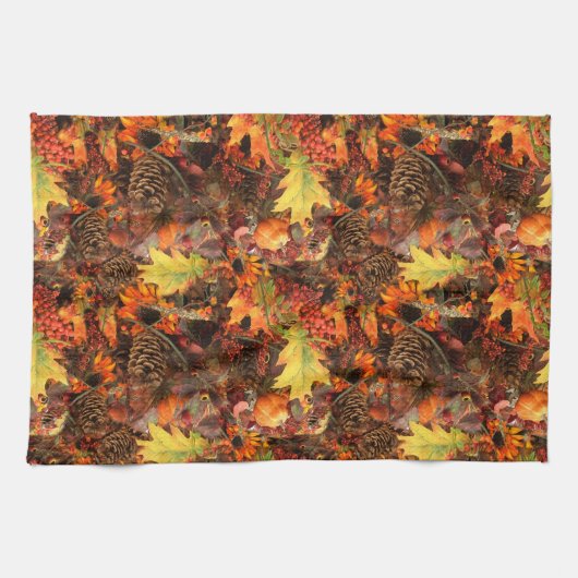 Pine cones herfstbladeren Thanksgiving Theedoek (Horizontaal)