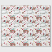 Pine Cones Holly Berries Kerstmis Cadeaupapier (Vlak)