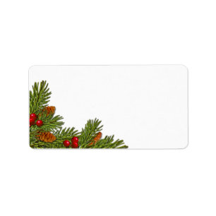 Pine Cones Holly Berries Xmas Blank Adres Label