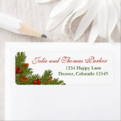Pine Cones Holly Berries Xmas Retouradres Label (Insitu)
