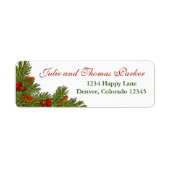 Pine Cones Holly Berries Xmas Retouradres Label (Voorkant)