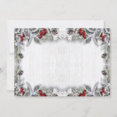 Pine Cones Holly Berry Branch Rustic kerstavond Kaart (Achterkant)