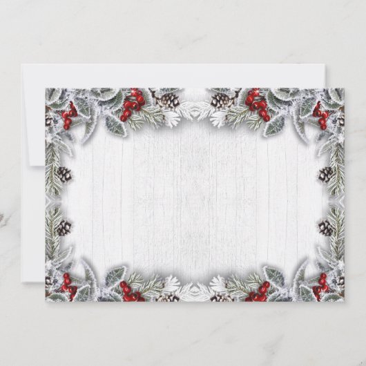 Pine Cones Holly Berry Branch Rustic kerstavond Kaart (Achterkant)