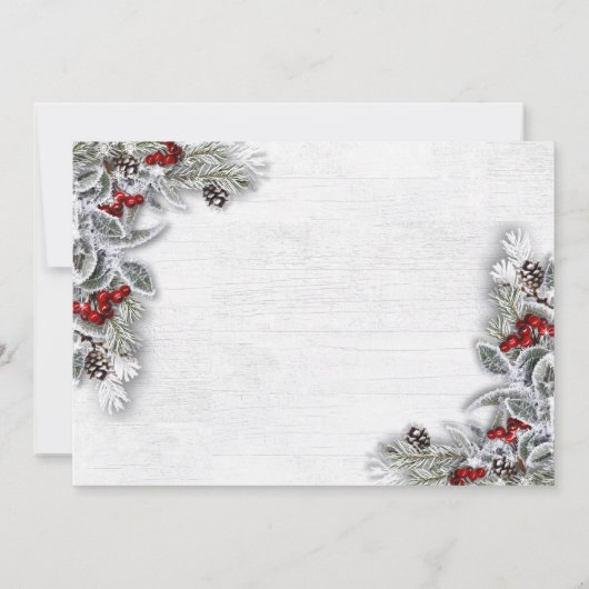 Pine Cones Holly Branch Rustic Holiday Open House Kaart (Achterkant)