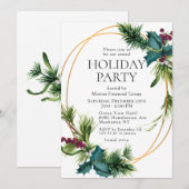 Pine Cones Holly CORPORATE Kerstfeestdag Kaart (Voorkant / Achterkant)