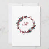 Pine Cones Holly Krans Kerstavond Feest Kaart (Achterkant)