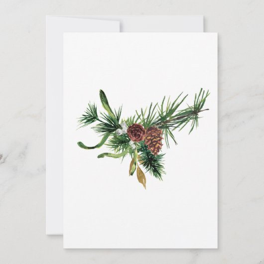 Pine Cones Holly Lijst Kerstfeestdag BRUNCH Kaart (Achterkant)