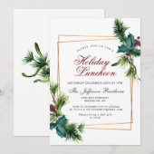 Pine Cones Holly Lijst Kerstfeestdag Kaart (Voorkant / Achterkant)