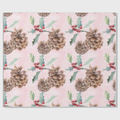 Pine Cones kerst Cadeaupapier (Vlak)