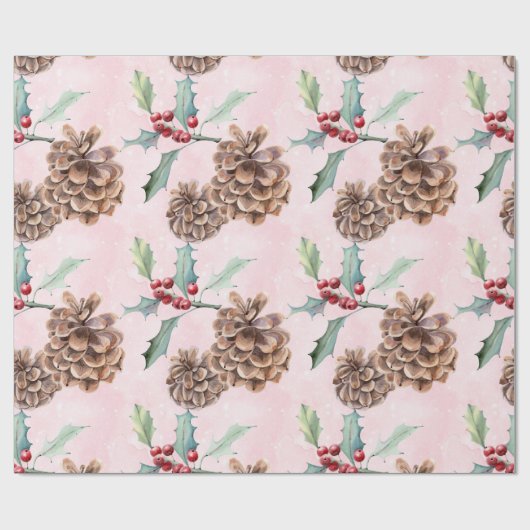 Pine Cones kerst Cadeaupapier (Vlak)