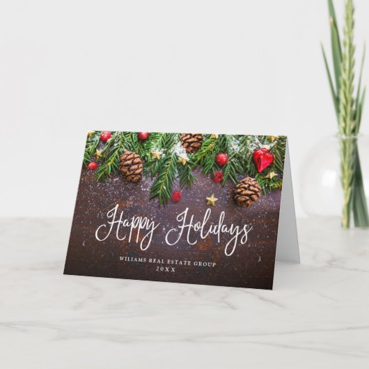 Pine Cones Kerst Mis Bedrijfs Groet Feestdagen Kaart (Voorkant)